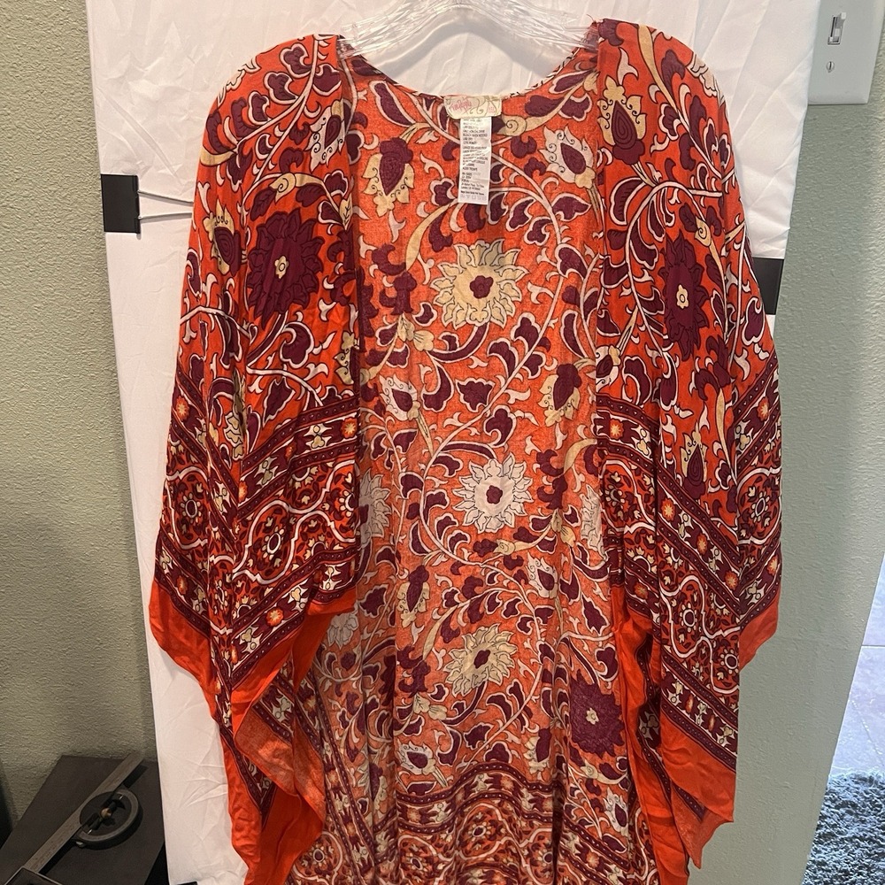 Free People Magic Dance Duster in Mandarin - One Size Hippie Flowy Boho Orange